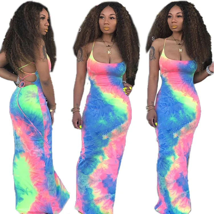 Western Style 2020 New Women's clothing Halter Off Shoulder Backless Slim Skinny Fashion Tye Tie Dyed Maxi Floor-Length Dresses, Colorful
Western Style 2020 New Women's clothing Halter Off Shoulder Backless Slim Skinny Fashion Tye Tie Dyed Maxi Floor-Length Dresses, Colorful
