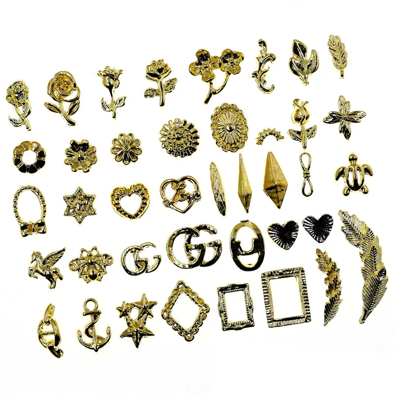 Retro European and American personality nail punk style ancient gold and silver rose alloy nail accessories
Retro European and American personality nail punk style ancient gold and silver rose alloy nail accessories