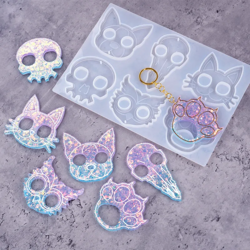 R072 DIY Shiny 6 Designs Animal Kitty Silicone Resin Molds Small Keychain Cat Defense Silicone Mold for Self Defense, Stocked / cusomized
R072 DIY Shiny 6 Designs Animal Kitty Silicone Resin Molds Small Keychain Cat Defense Silicone Mold for Self Defense, Stocked / cusomized
