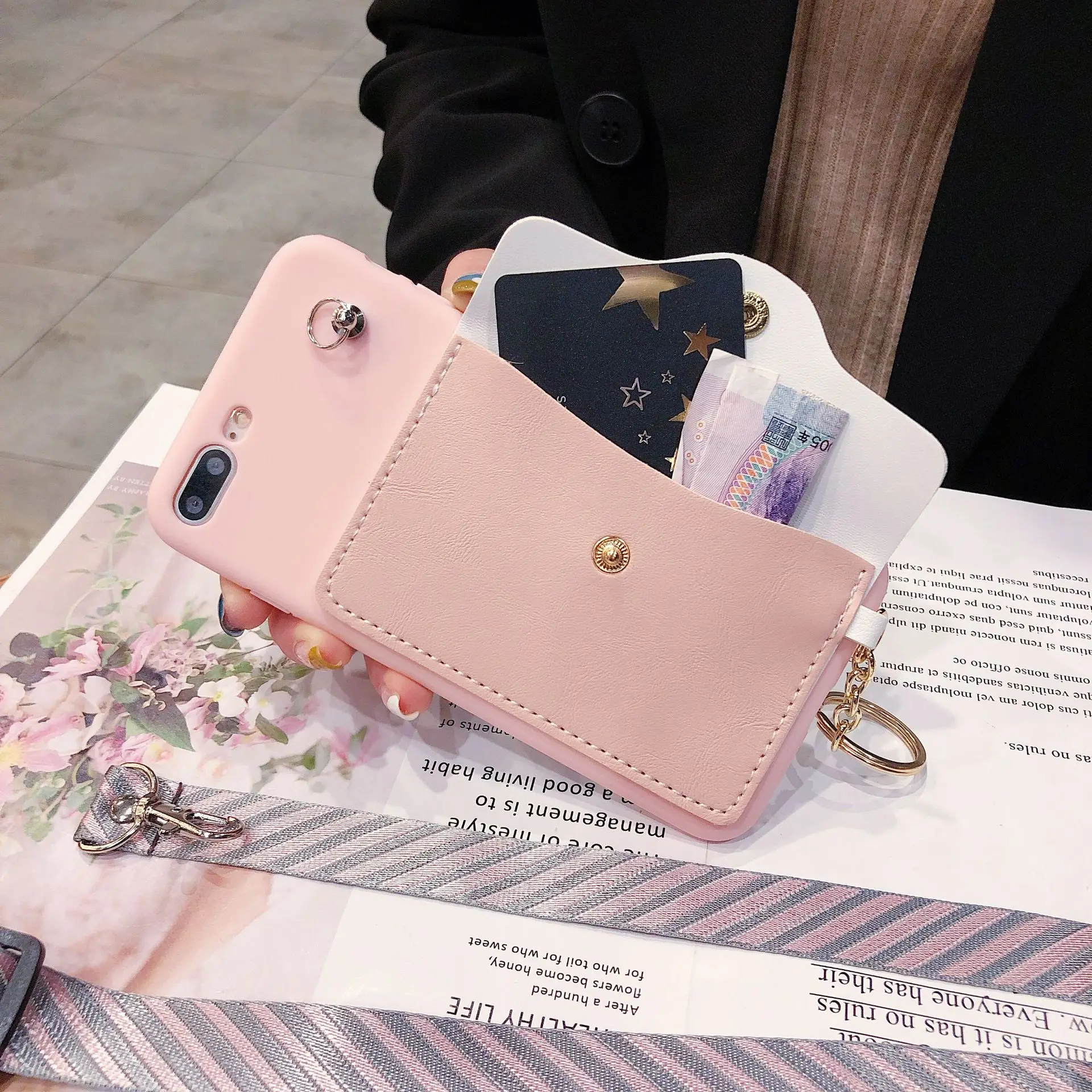 Shoulder Strap Phone Case For iPhone 11 Pro Max Portable Necklace Wallet phone case For iPhone X/XS/ XR/XS Max/7/8/7plus/8plus, Pink/green 
Shoulder Strap Phone Case For iPhone 11 Pro Max Portable Necklace Wallet phone case For iPhone X/XS/ XR/XS Max/7/8/7plus/8plus, Pink/green