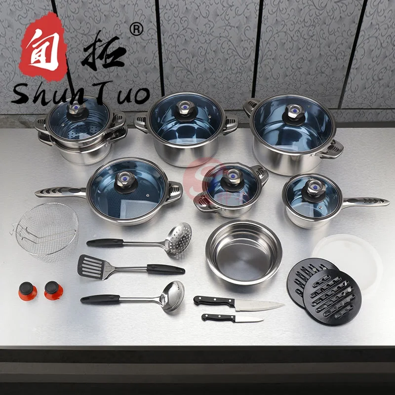 japanese style milk pot lid reinforced 25-piece pan 410 fry pan cooking pot stainless steel nonstick cookware sets, Blue
japanese style milk pot lid reinforced 25-piece pan 410 fry pan cooking pot stainless steel nonstick cookware sets, Blue