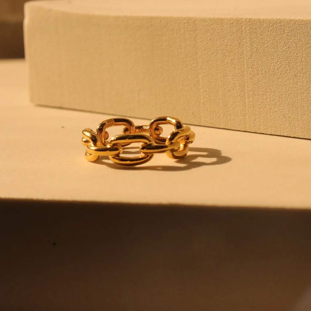 Chris April fashion jewelry in stock 316L stainless steel minimalist pvd gold plated link chain shape ring for women
Chris April fashion jewelry in stock 316L stainless steel minimalist pvd gold plated link chain shape ring for women