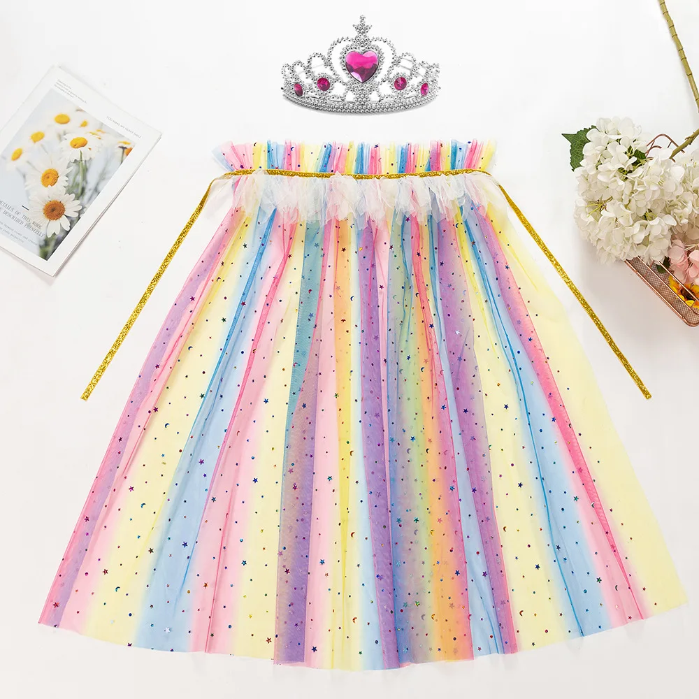 Wholesale Princess Rainbow Sequin Star Long Kids Girls Chiffon Cape For Evening Dress
Wholesale Princess Rainbow Sequin Star Long Kids Girls Chiffon Cape For Evening Dress