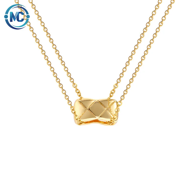 Fashion Creative Rhombus Bag-Shape Pendant Double-Layer Chain Titanium Steel Necklace For Women Temperament Jewelry Gift, Gold color
Fashion Creative Rhombus Bag-Shape Pendant Double-Layer Chain Titanium Steel Necklace For Women Temperament Jewelry Gift, Gold color