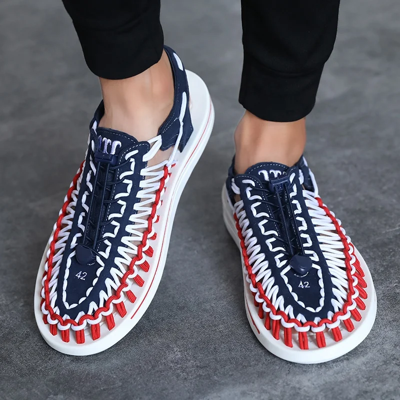 Men sandals 2021Summer Big Size 47 Fashion Handmade Weaving Breathable Casual Beach Shoes Outdoor Man Sandals Shoes Sandals Male, Black,white,blue,black-white,red-blue,yellow-grey
Men sandals 2021Summer Big Size 47 Fashion Handmade Weaving Breathable Casual Beach Shoes Outdoor Man Sandals Shoes Sandals Male, Black,white,blue,black-white,red-blue,yellow-grey