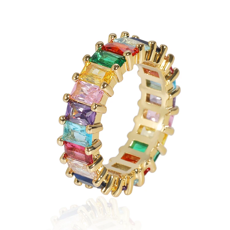 Fashion Gold filled bling jewelry rainbow engagement ring women colorful cubic zirconia cz crystal rings 18k gold plated
Fashion Gold filled bling jewelry rainbow engagement ring women colorful cubic zirconia cz crystal rings 18k gold plated