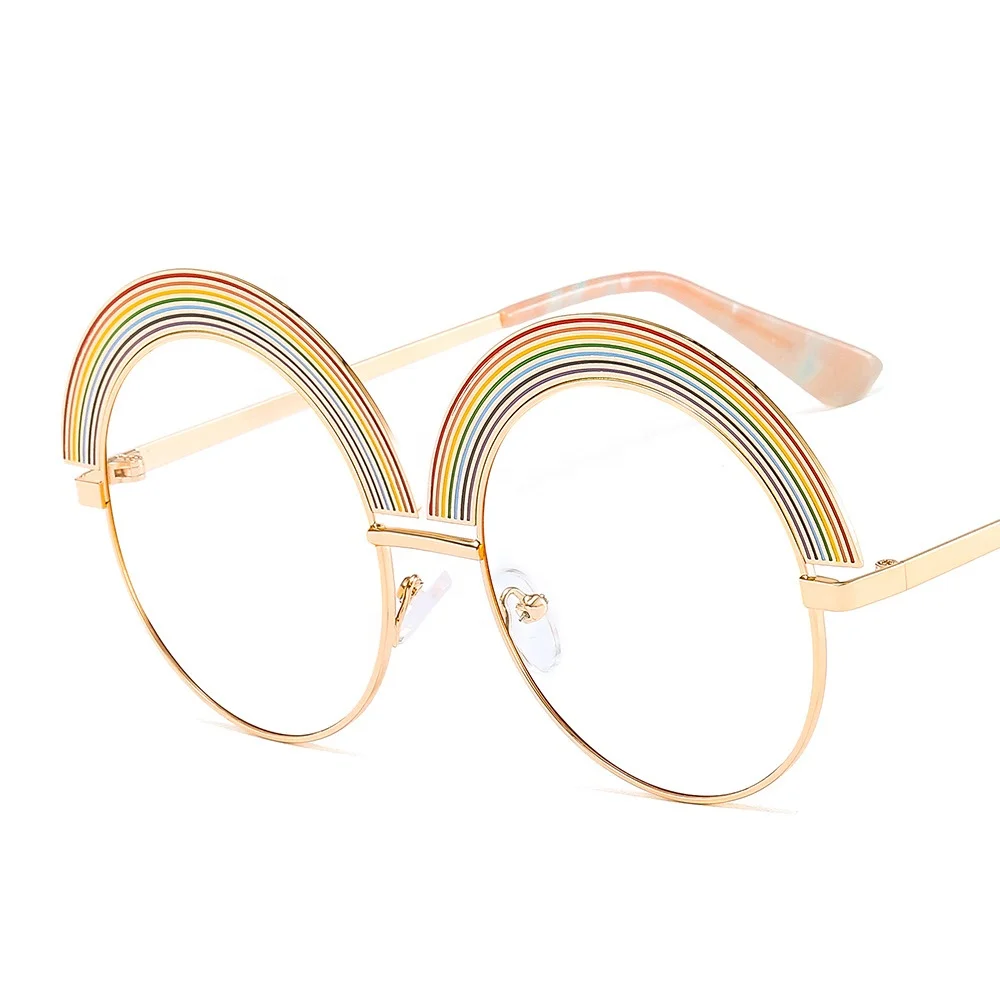Fashion metal rainbow big frame visor eyewear clear round oversized sunglasses women 2020
Fashion metal rainbow big frame visor eyewear clear round oversized sunglasses women 2020