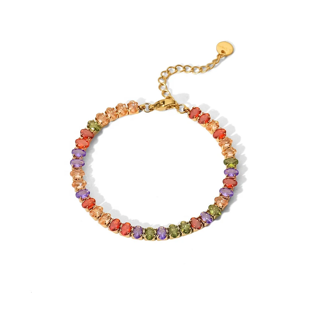 Mix Color Round Shape Zirconia Circling Setting 18K Gold Plated Stainless Steel Crystal Bracelets
Mix Color Round Shape Zirconia Circling Setting 18K Gold Plated Stainless Steel Crystal Bracelets