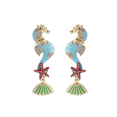 Fashion Women Jewelry Ocean Horse Stud Earring Gold Plated Paved Crystal Star Sea Horse Earring
Fashion Women Jewelry Ocean Horse Stud Earring Gold Plated Paved Crystal Star Sea Horse Earring