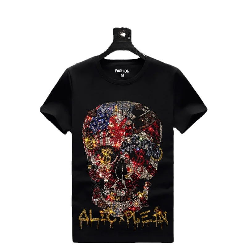 Wholesale custom summer men modal cotton fashion short sleeves tshirt print letter skull rhinestone t shirt
Wholesale custom summer men modal cotton fashion short sleeves tshirt print letter skull rhinestone t shirt