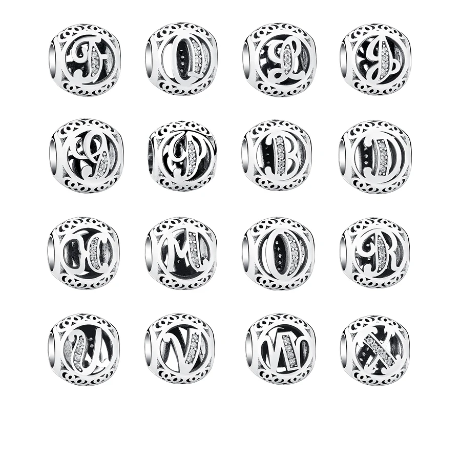 Authentic 925 Sterling Silver Vintage A to Z Letter Charms Clear CZ Alphabet Letter Beads Fit Charm Bracelets DIY Jewelry
Authentic 925 Sterling Silver Vintage A to Z Letter Charms Clear CZ Alphabet Letter Beads Fit Charm Bracelets DIY Jewelry