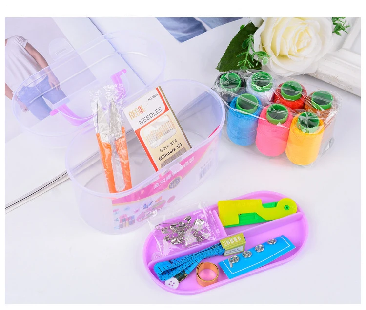 2021 New Wholesale sewing storage kit box with 7 color large sewing thread reel with gold tail hand sewing kit
2021 New Wholesale sewing storage kit box with 7 color large sewing thread reel with gold tail hand sewing kit