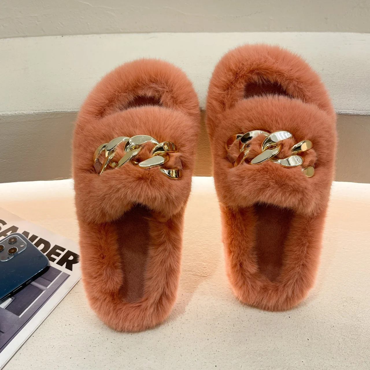 Fashion Ladies Winter Warm Wool All In One Women Slippers Fur Sandals Slides With Chain, Black, yellow, orange, khaki, blue
Fashion Ladies Winter Warm Wool All In One Women Slippers Fur Sandals Slides With Chain, Black, yellow, orange, khaki, blue