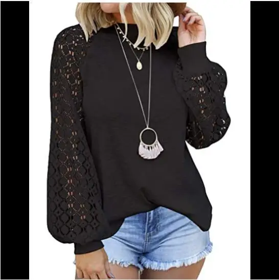 2021 Casual Knit Tops Pullover Hollow-Out Lace Loose Long Sleeve sweatshirt Women's T Shirts, Picture color
2021 Casual Knit Tops Pullover Hollow-Out Lace Loose Long Sleeve sweatshirt Women's T Shirts, Picture color