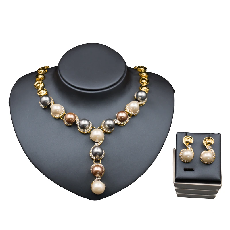 LAN PALACE new wedding african beads simulated pearl jewelry set gold color parure de bijoux necklace stud earring
LAN PALACE new wedding african beads simulated pearl jewelry set gold color parure de bijoux necklace stud earring
