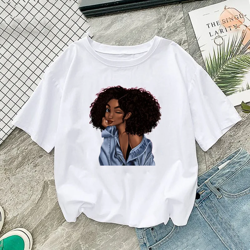 Cool Melanin Black Girl Print Female T-shirt Harajuku T-shirts for Women Summer Hip Hop Cotton T Shirt Tee Shirt
Cool Melanin Black Girl Print Female T-shirt Harajuku T-shirts for Women Summer Hip Hop Cotton T Shirt Tee Shirt