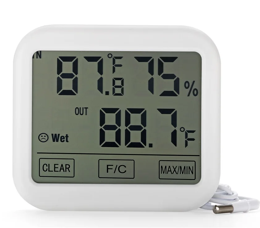 Desktop Digital Hygrometer Max Min IN OUT thermometer LCD humidity Room Digital Temperature meter hygrometer thermometer
Desktop Digital Hygrometer Max Min IN OUT thermometer LCD humidity Room Digital Temperature meter hygrometer thermometer
