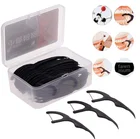 N370 50pcs/Box Bamboo Charcoal Black Dental Floss Teeth Stick Tooth Pick Interdental Clean Toothpick Flosser Tool