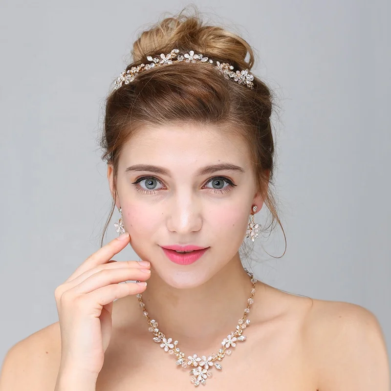 New Style Elegant Crystal Bridal Tiara Necklace Earring Handmade Princess Queen Jewelry set For Women, Gold
New Style Elegant Crystal Bridal Tiara Necklace Earring Handmade Princess Queen Jewelry set For Women, Gold