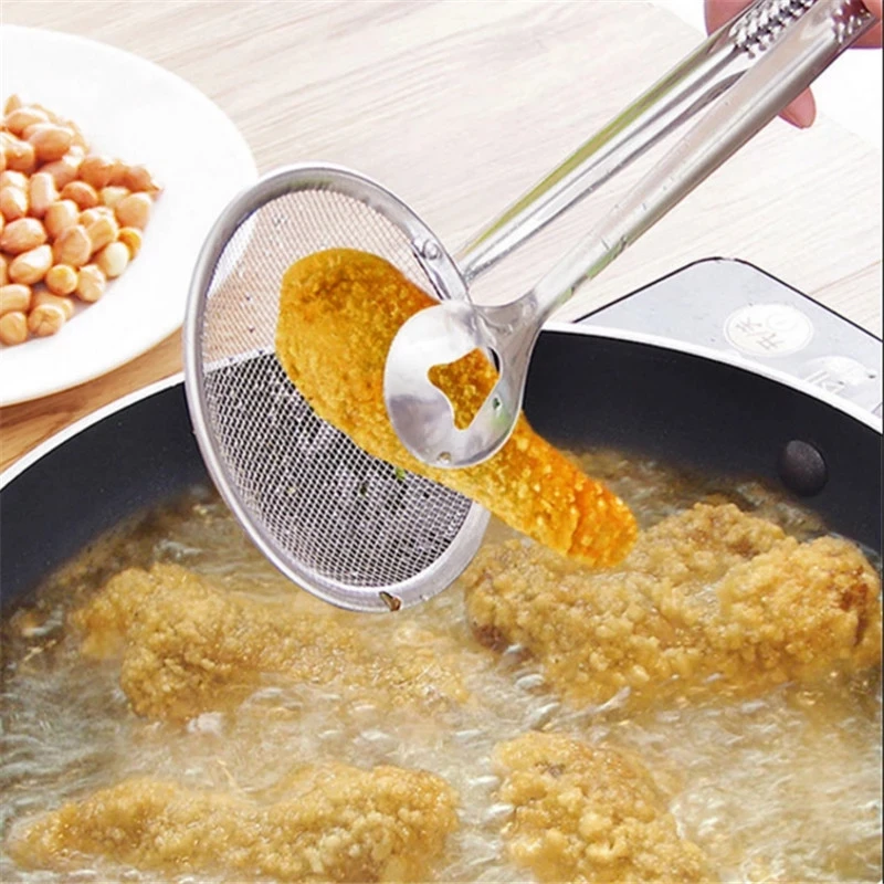 Stainless Steel Fried Food Scoop Drain Oil Clamp Kitchen Gadget and Barbecue Brush for Kitchen Tools, Silver
Stainless Steel Fried Food Scoop Drain Oil Clamp Kitchen Gadget and Barbecue Brush for Kitchen Tools, Silver