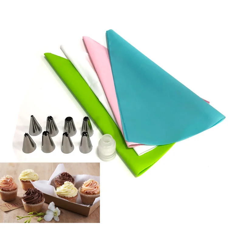 8 piping tips cake cream decorating tool silicone pastry bag converter 10 pcs set, As picture
8 piping tips cake cream decorating tool silicone pastry bag converter 10 pcs set, As picture