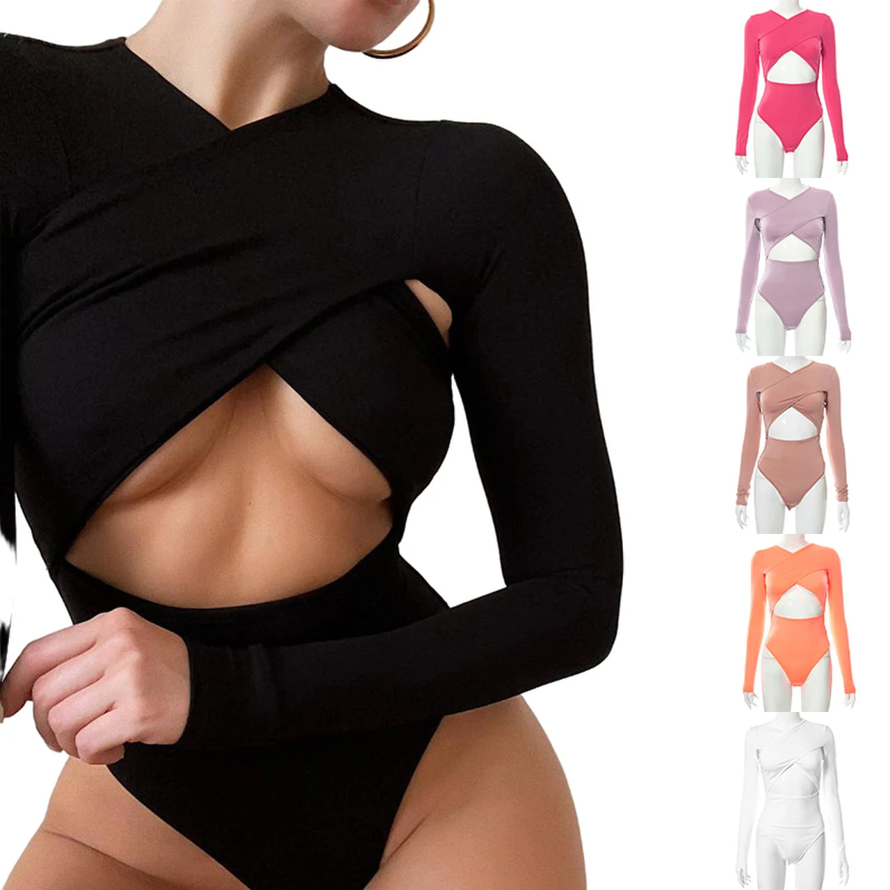 Stylish Fashion Ladies Hollow Out Jumpsuit Long Sleeve Solid Color Bodysuit Bandage Halter Jumpsuits For Women
Stylish Fashion Ladies Hollow Out Jumpsuit Long Sleeve Solid Color Bodysuit Bandage Halter Jumpsuits For Women
