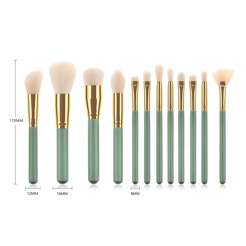 12pcs professional makeup brush set green color wood nylon hair high quality cosmetic brushes kit
12pcs professional makeup brush set green color wood nylon hair high quality cosmetic brushes kit