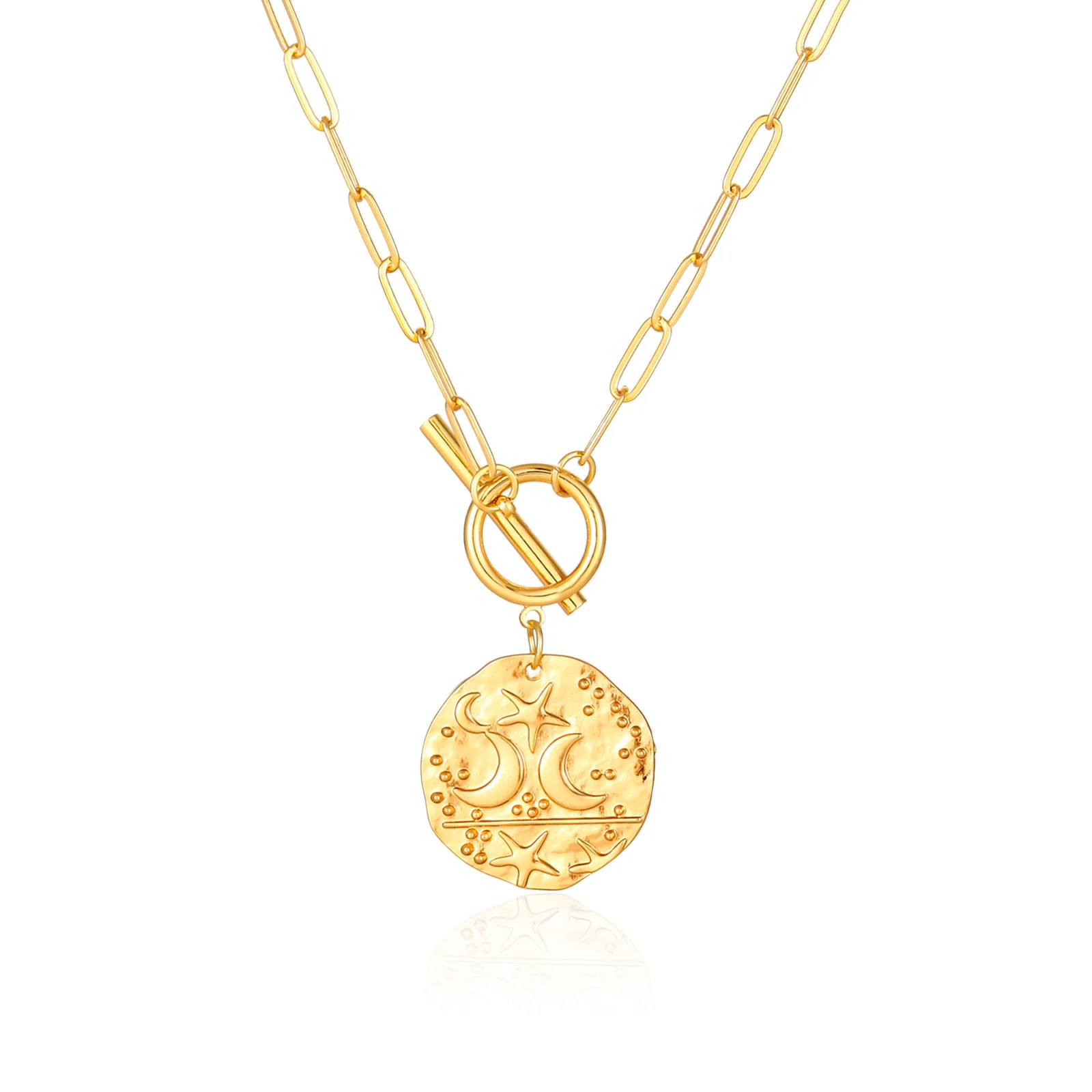 2021 New Arrival 18k Gold Medallion Pendant Necklace Coin Pendant Moon and Star Charm Minimalist Necklace Jewelry for Women, As the picturs
2021 New Arrival 18k Gold Medallion Pendant Necklace Coin Pendant Moon and Star Charm Minimalist Necklace Jewelry for Women, As the picturs