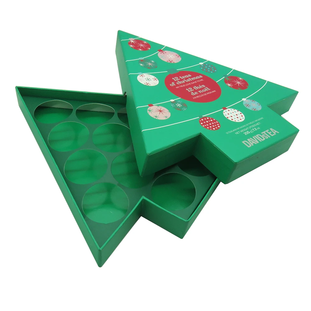 special green christmas tree shape tea packaging gift box