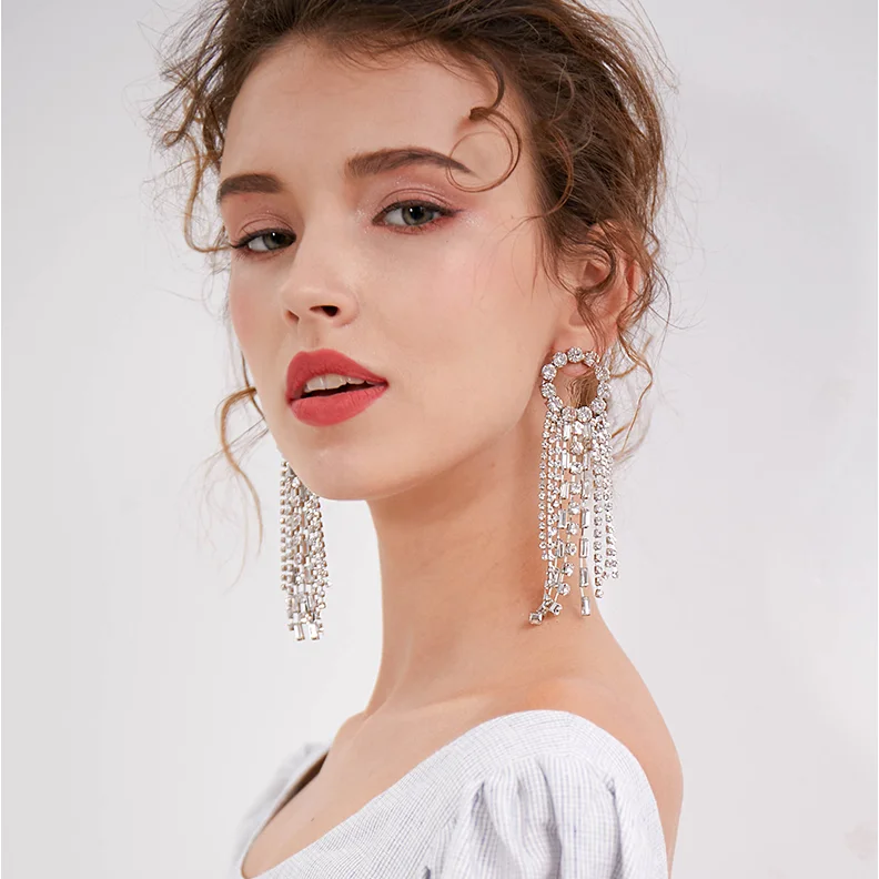 925 silver needle rhinestone tassel long earrings female temperament exaggerated personality earrings
925 silver needle rhinestone tassel long earrings female temperament exaggerated personality earrings