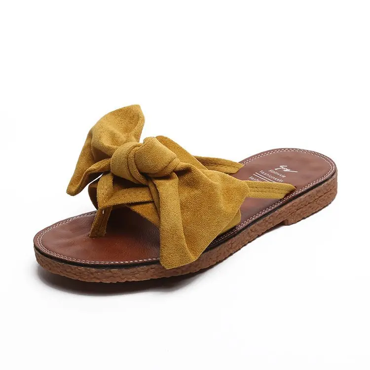 Custom Model Ladies Beach Slippers Solid Color Flat Bow Non-Slip One Font Women Slippers Summer
Custom Model Ladies Beach Slippers Solid Color Flat Bow Non-Slip One Font Women Slippers Summer