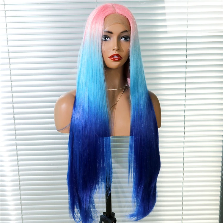 26inch Lace Synthetic High Quality Wig Long Straight Lace Front Wigs Pink Ombre Blue Pre-plucked Hairline for Cosplay Party
26inch Lace Synthetic High Quality Wig Long Straight Lace Front Wigs Pink Ombre Blue Pre-plucked Hairline for Cosplay Party
