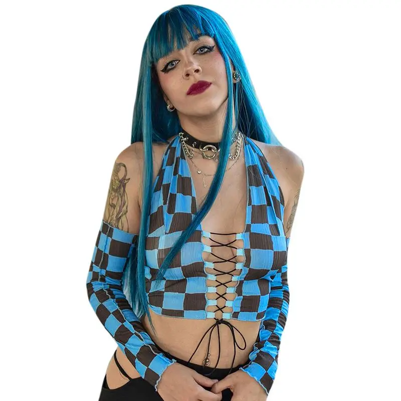 fall 2021 women clothes hollow out Plaid printed Halter blouses ladies long sleeve crop top women tops fashionable
fall 2021 women clothes hollow out Plaid printed Halter blouses ladies long sleeve crop top women tops fashionable