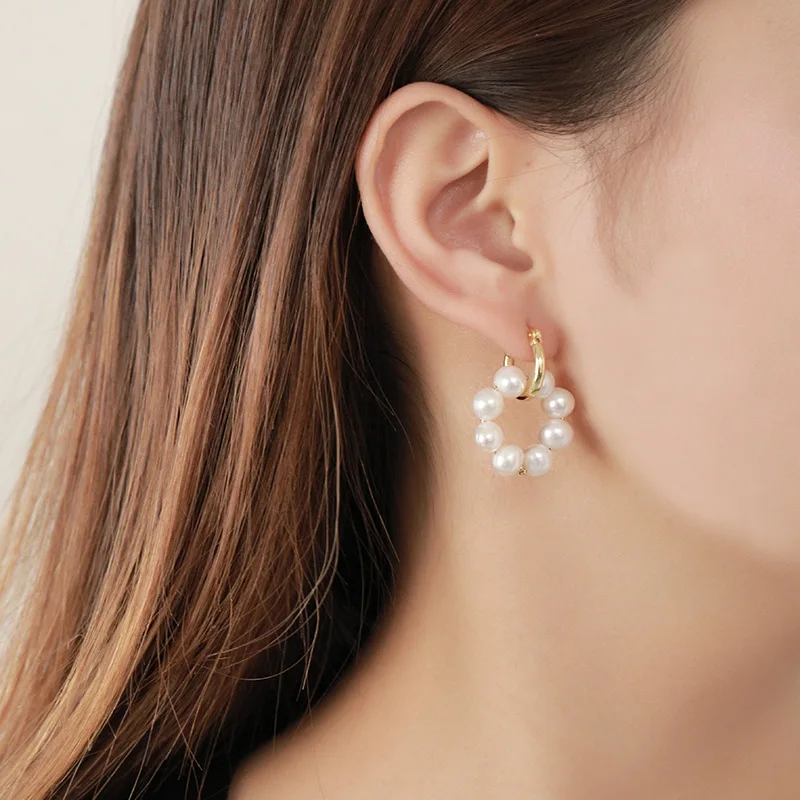 Schmuck Jewelry Trend Freshwater Circle Pearl Ohrring Gold Plated 925 Sterling Silver Earrings Delicate Circle Drop Earrings
Schmuck Jewelry Trend Freshwater Circle Pearl Ohrring Gold Plated 925 Sterling Silver Earrings Delicate Circle Drop Earrings