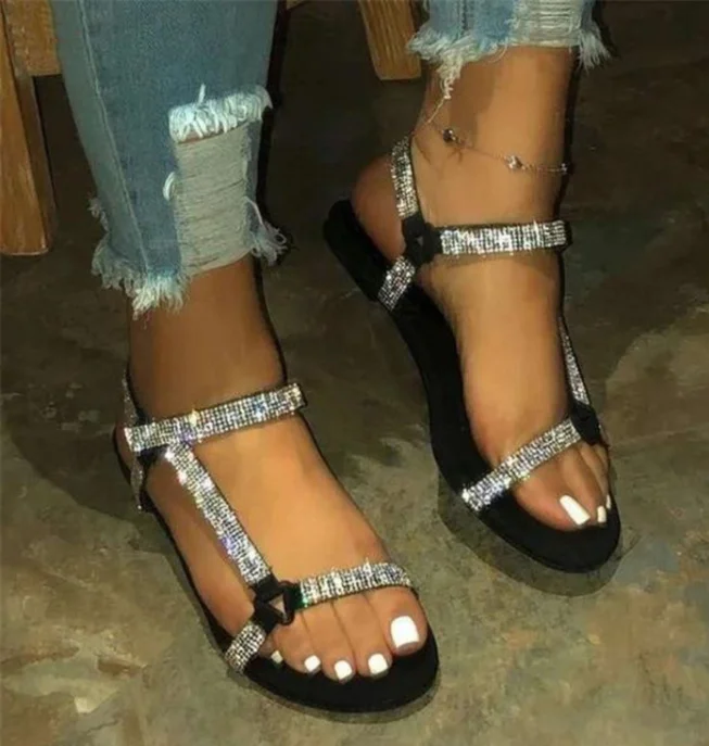 2021 New Women's Shoes Summer Flat Bottom Diamond Sandals Women's Beach Shoes Flat Sandals Women
2021 New Women's Shoes Summer Flat Bottom Diamond Sandals Women's Beach Shoes Flat Sandals Women