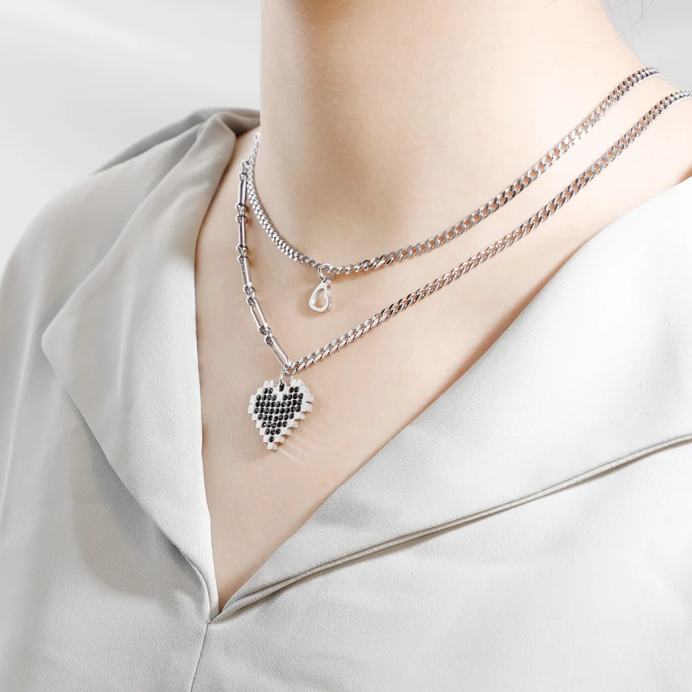 Custom Trendy Paperclip Stainless Steel Chain Link Dainty Double Layer Heart Shape Pendant Choker Necklace for Women
Custom Trendy Paperclip Stainless Steel Chain Link Dainty Double Layer Heart Shape Pendant Choker Necklace for Women
