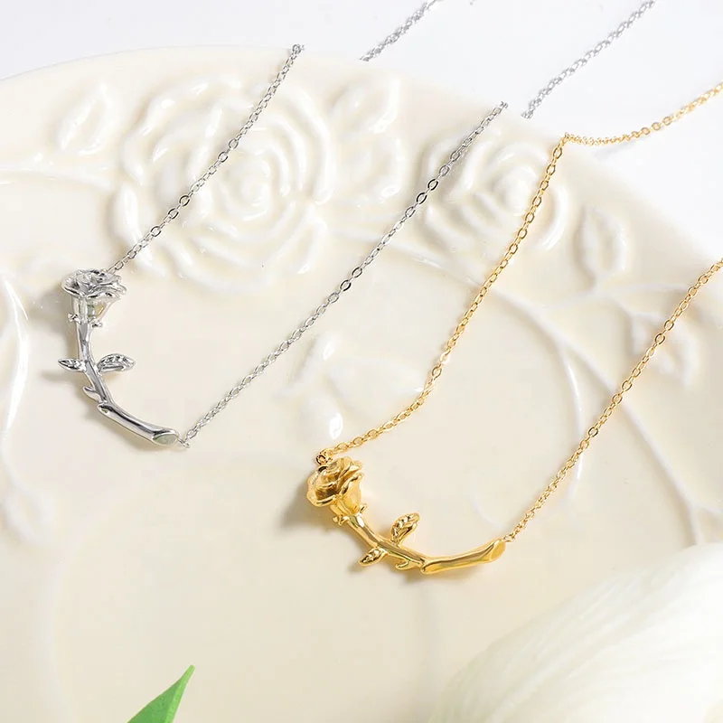 MICCI Wholesale French Style Romantic Jewelry 18k Gold Plated Stainless Steel Rose Flower Pendant Necklace For Women Gift
MICCI Wholesale French Style Romantic Jewelry 18k Gold Plated Stainless Steel Rose Flower Pendant Necklace For Women Gift