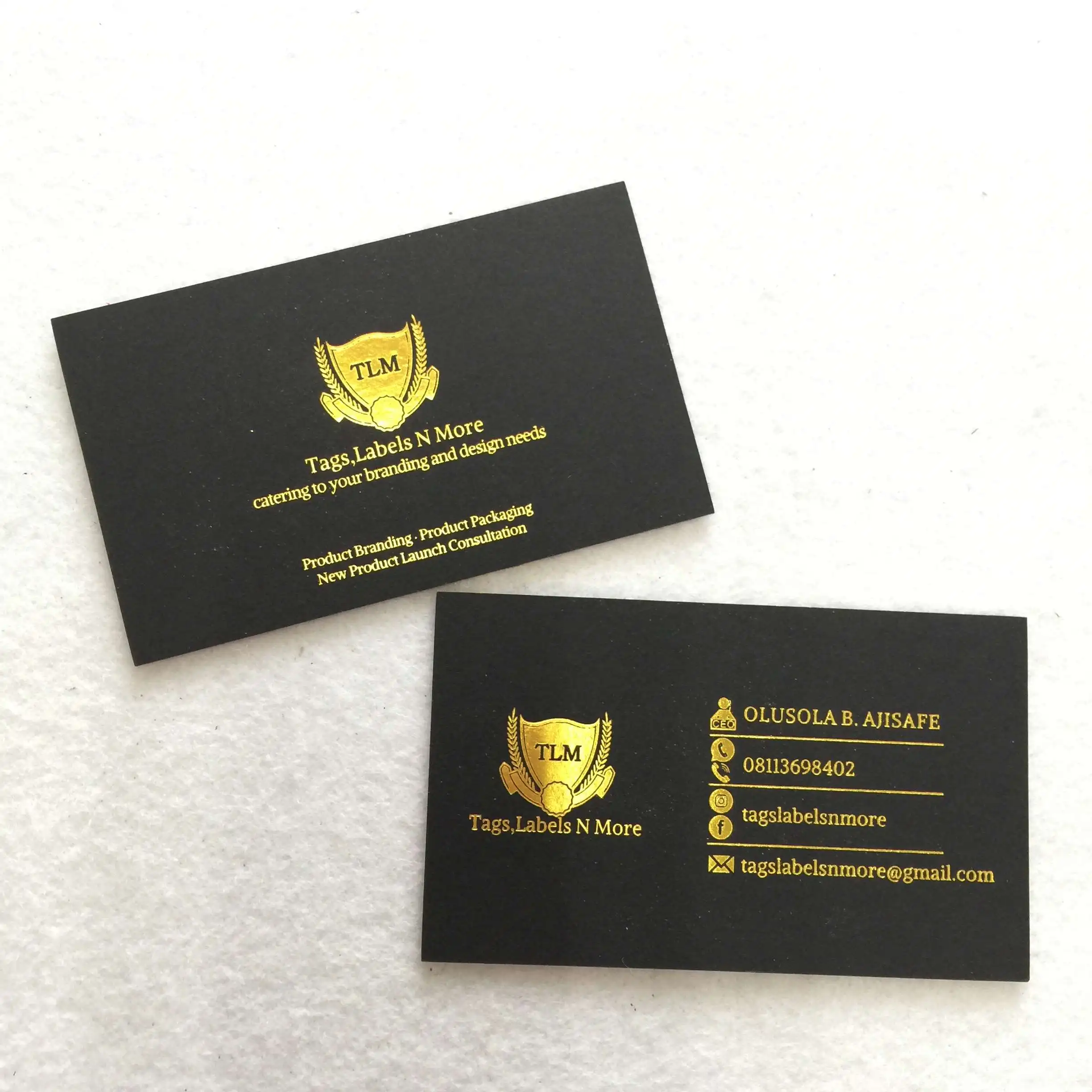 Special paper black card business card for convex and stamping for high-end business brand card production
Special paper black card business card for convex and stamping for high-end business brand card production