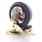 4" 5" 6" 8" Gold Plated Dual Brake And Lock High Elastic Metal Thread Guard TPR Swivel Wheel Castor