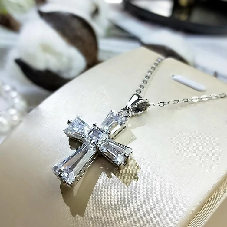 Dazzling Clear CZ Cross Pendant Necklace For Women Long Chain Necklace Wedding Luxury Jewelry, Customized color
Dazzling Clear CZ Cross Pendant Necklace For Women Long Chain Necklace Wedding Luxury Jewelry, Customized color