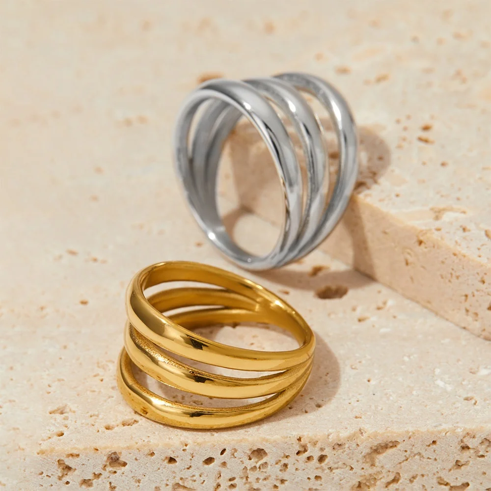New Arrival Minimalist Hollow Tripe Layer Rings Jewelry Tarnish Free Stainless Steel Finger Rings For Women
New Arrival Minimalist Hollow Tripe Layer Rings Jewelry Tarnish Free Stainless Steel Finger Rings For Women