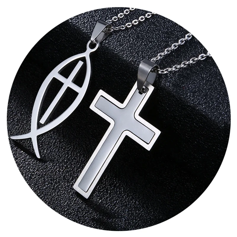 Stainless Steel Cross Necklace For Women Man Jesus Fish Shape Silver Color Pendant Necklace Engagement Jewelry
Stainless Steel Cross Necklace For Women Man Jesus Fish Shape Silver Color Pendant Necklace Engagement Jewelry