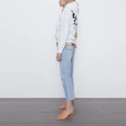 Custom Ladies Cropped Long Sleeves Unisex White Print Oversized Cotton Graphic Pullover Hoodies Women