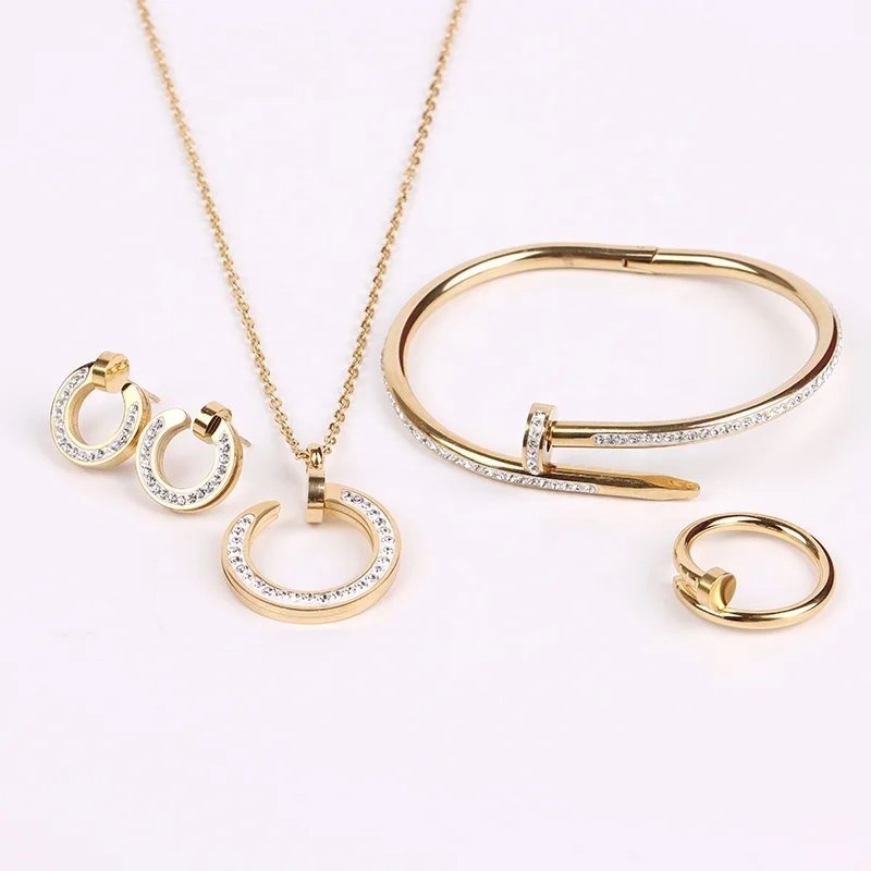 FACEINS 18K Gold Stainless Steel Nail Jewelry Set Women Nail Ring Bracelet Adjustable Jewelry Set Rhinestone Jewelry Set, Picture shows
FACEINS 18K Gold Stainless Steel Nail Jewelry Set Women Nail Ring Bracelet Adjustable Jewelry Set Rhinestone Jewelry Set, Picture shows
