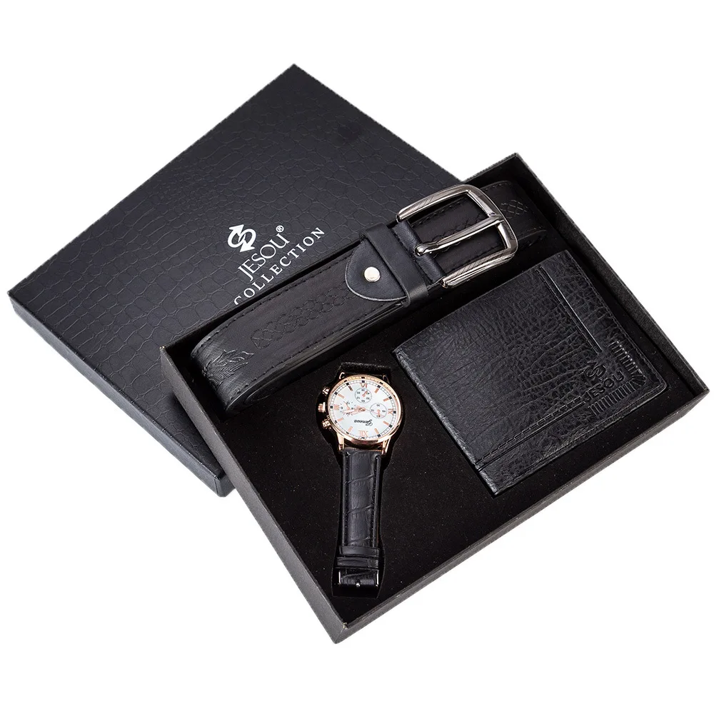 High quality simple gift 3pcs set minimalist quartz men leather belt wallet watch set
High quality simple gift 3pcs set minimalist quartz men leather belt wallet watch set
