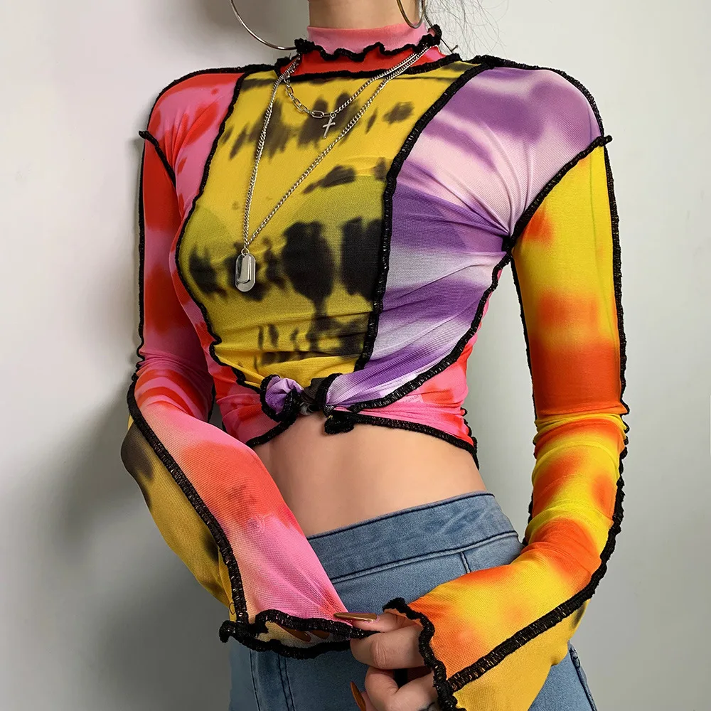 Autumn Hot Sale Thin Slim Street Casual Tee Shirts Colorful Print Ruffle Tops Womens Basic T-shirts, Picture color
Autumn Hot Sale Thin Slim Street Casual Tee Shirts Colorful Print Ruffle Tops Womens Basic T-shirts, Picture color