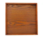Nature Texture Simple Multifunction Square Handmade Wood Tray With Handle