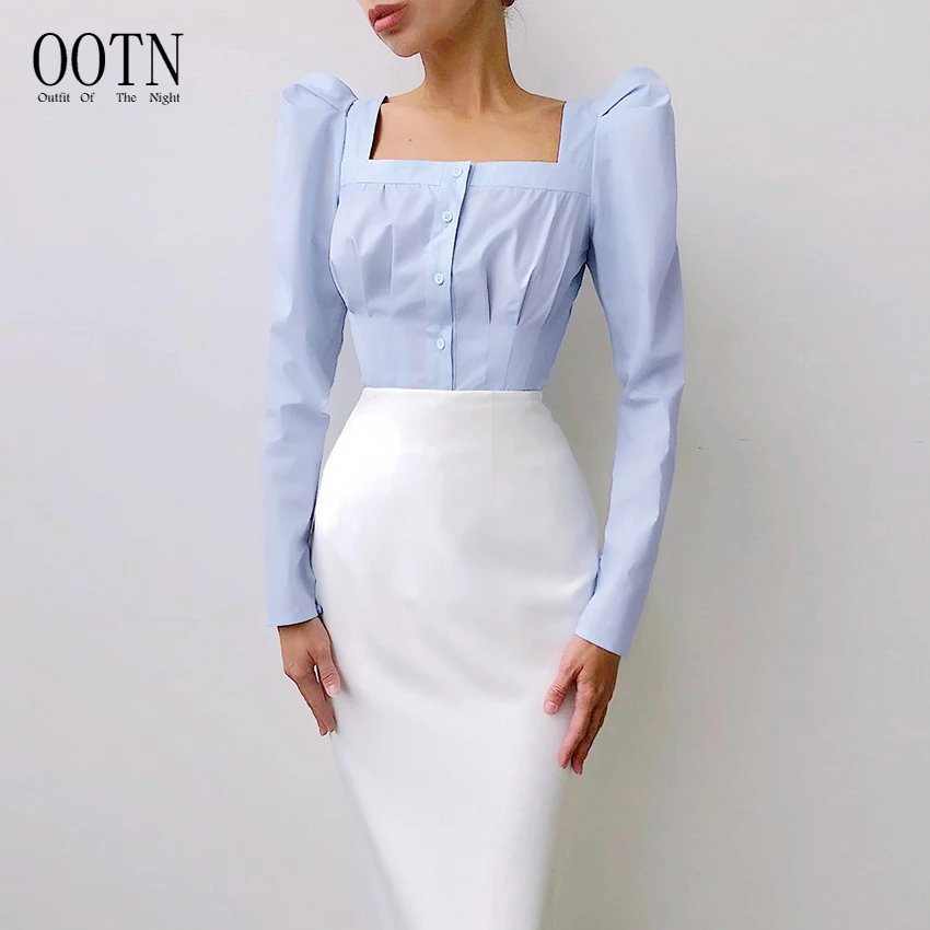 OOTN Office Lady White Cotton Shirt Autumn Spring Blue Slim Puff Sleeve Tops Square Collar Elegant Bodycon Womens Blouse
OOTN Office Lady White Cotton Shirt Autumn Spring Blue Slim Puff Sleeve Tops Square Collar Elegant Bodycon Womens Blouse