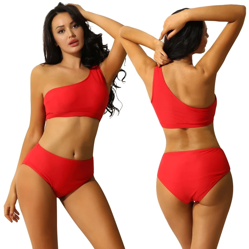 Wholesale Beachwear Set Womens One Shoulder Bra Top With Triangle Briefs Bottoms Bathing Suit Set
Wholesale Beachwear Set Womens One Shoulder Bra Top With Triangle Briefs Bottoms Bathing Suit Set