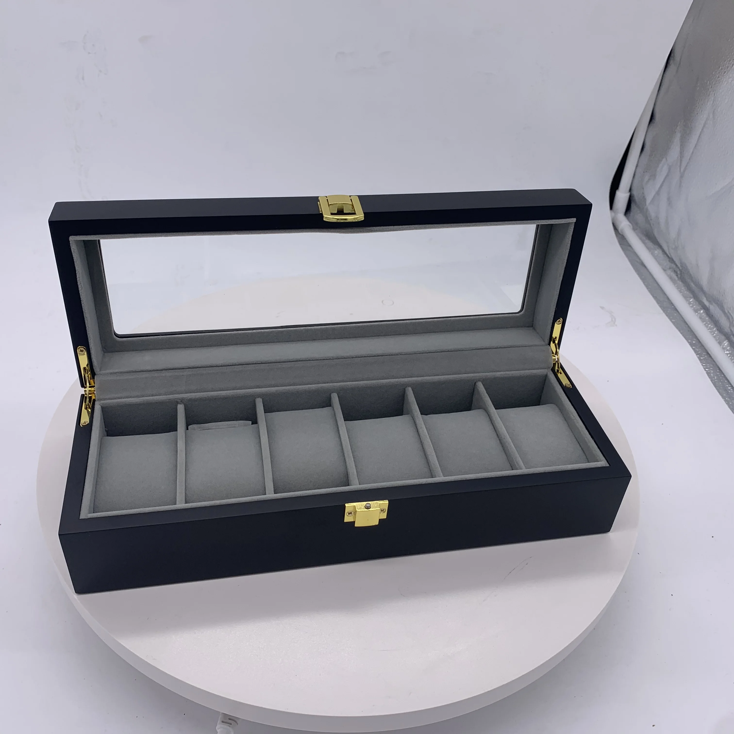 New luxury black wood watch box watch holder box 6 grids watch organizer box for men, As show
New luxury black wood watch box watch holder box 6 grids watch organizer box for men, As show